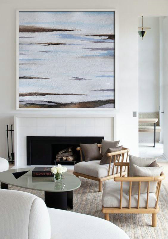 Abstract Painting Extra Large Canvas Art,Oversized Abstract Landscape Painting,Oversized Art,Brown,White,Blue.etc